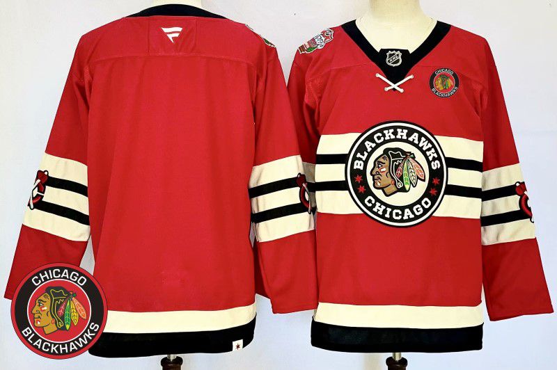 Men Chicago Blackhawks Blank Red Fanatics 2025 NHL Jersey style 2